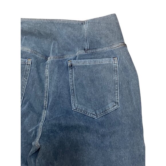 Halara Blue Flared Denim Pant With Stretch Waistband Petite Large - Picture 4 of 5